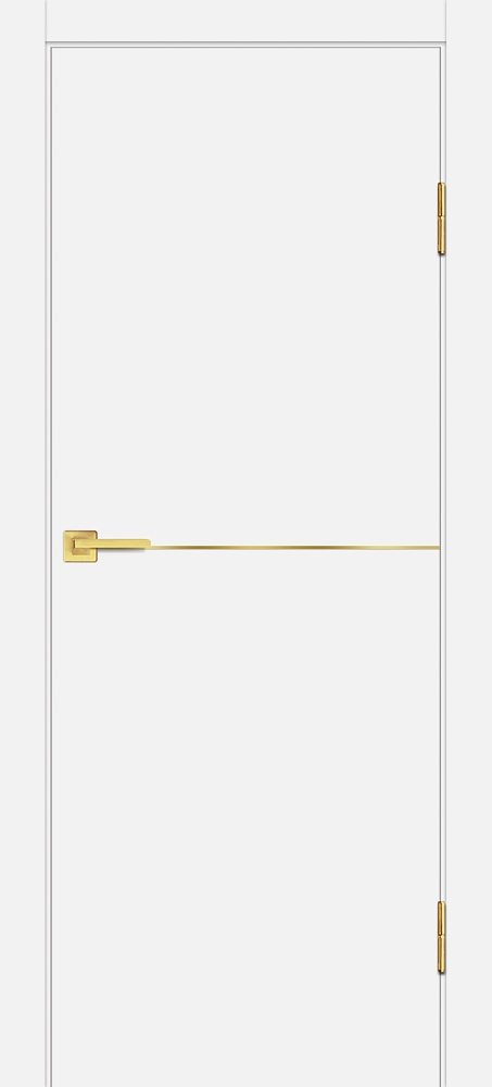 Межкомнатная дверь П-19 ал. молдинг Золото Белый матовый