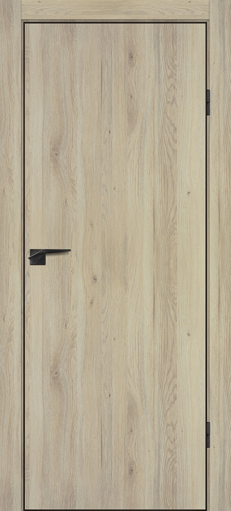 Межкомнатная дверь П-1 кромка АБС черная c 4-х ст. Дуб молочный
