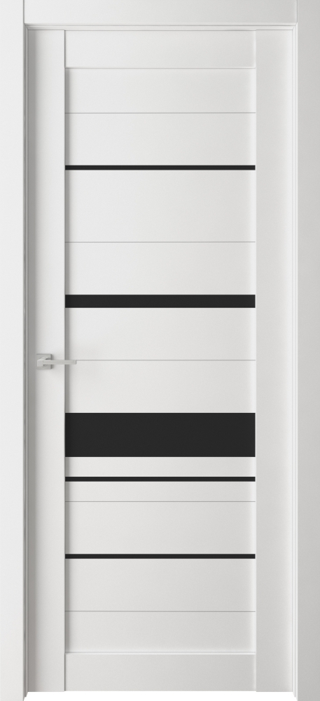 Фото Межкомнатная дверь Легенда Велюкс 4 Айс светлый Айс светлый Стекло Лакобель черное