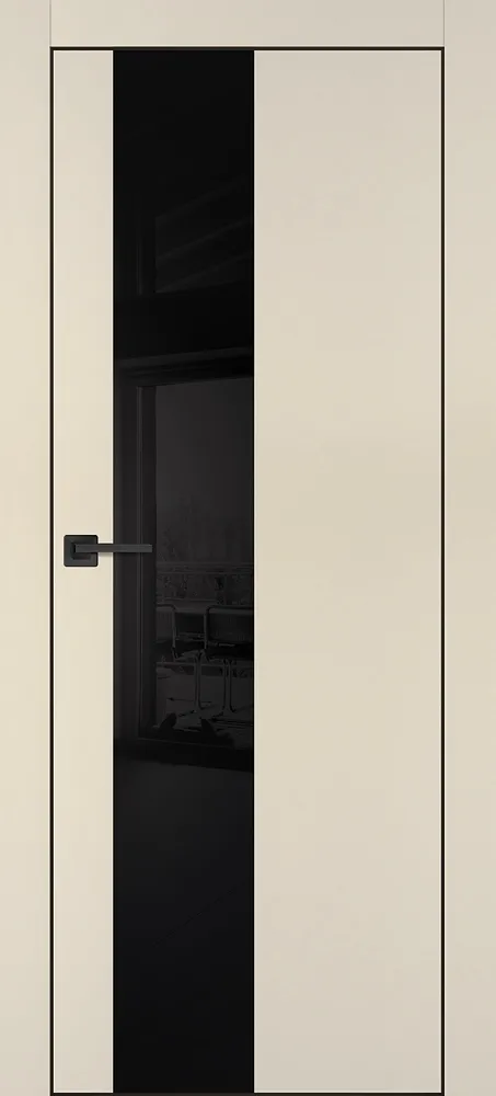 Межкомнатная дверь ПХ-6 черная кромка с 4-х ст. Бежевый матовый